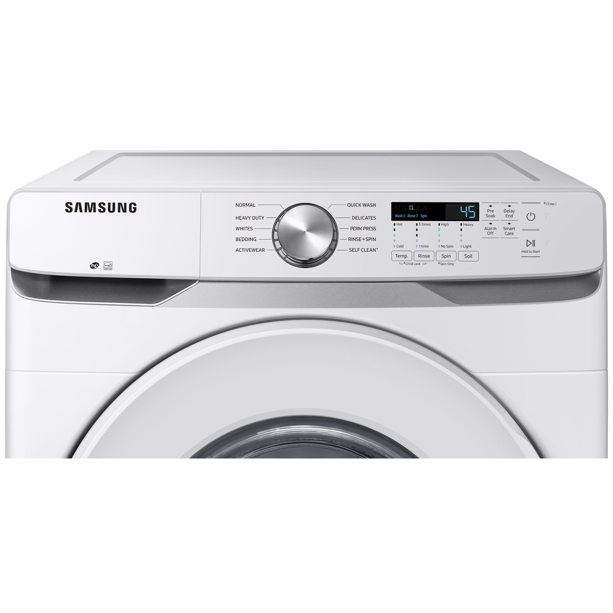 Samsung 27 in. 4.5 cu. ft. Smart Stackable Front Load Washer with 10 Wash Programs, 6 Wash Options & Self Clean - White, White, hires