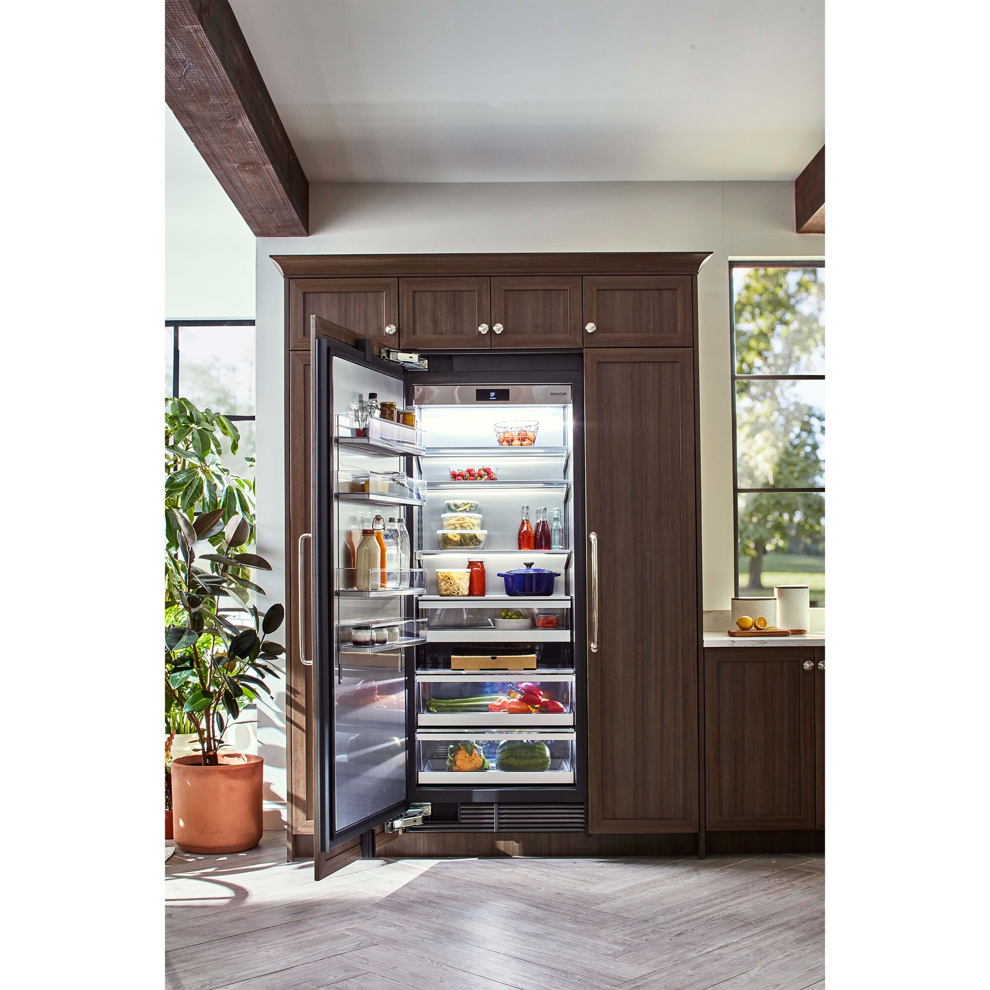 Signature Kitchen Suite 18 in. 9.6 cu. ft. Built-in Smart Triple-Drawers Upright Freezer with Ice-Maker & Adjustable Shelves - Custom Panel Ready, , hires
