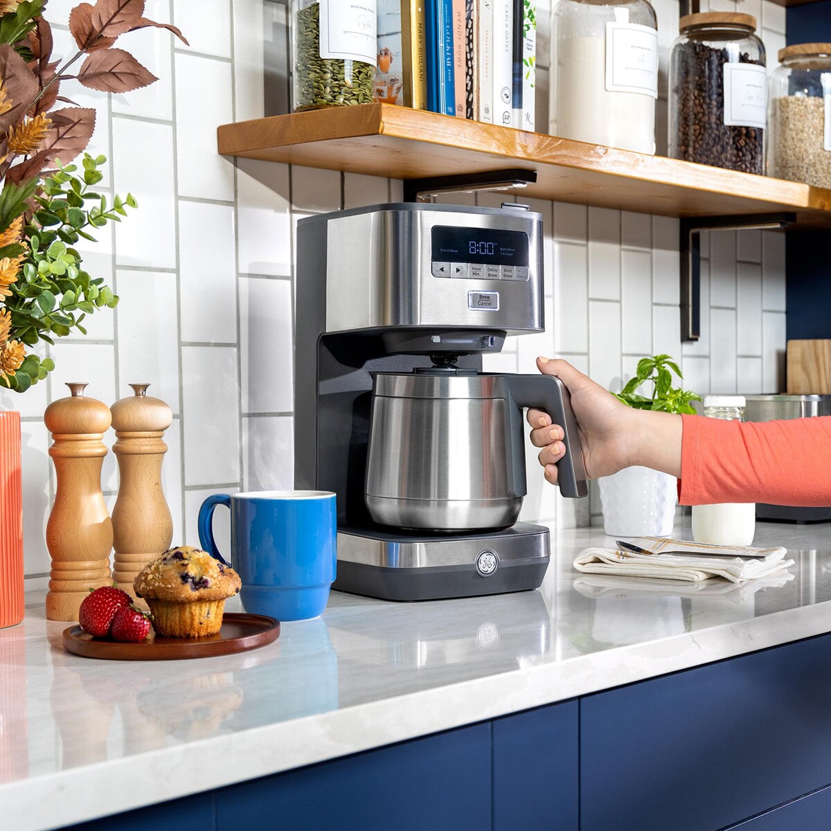 GE 10Cup Drip Coffee Maker with Single Serve Stainless Steel P.C