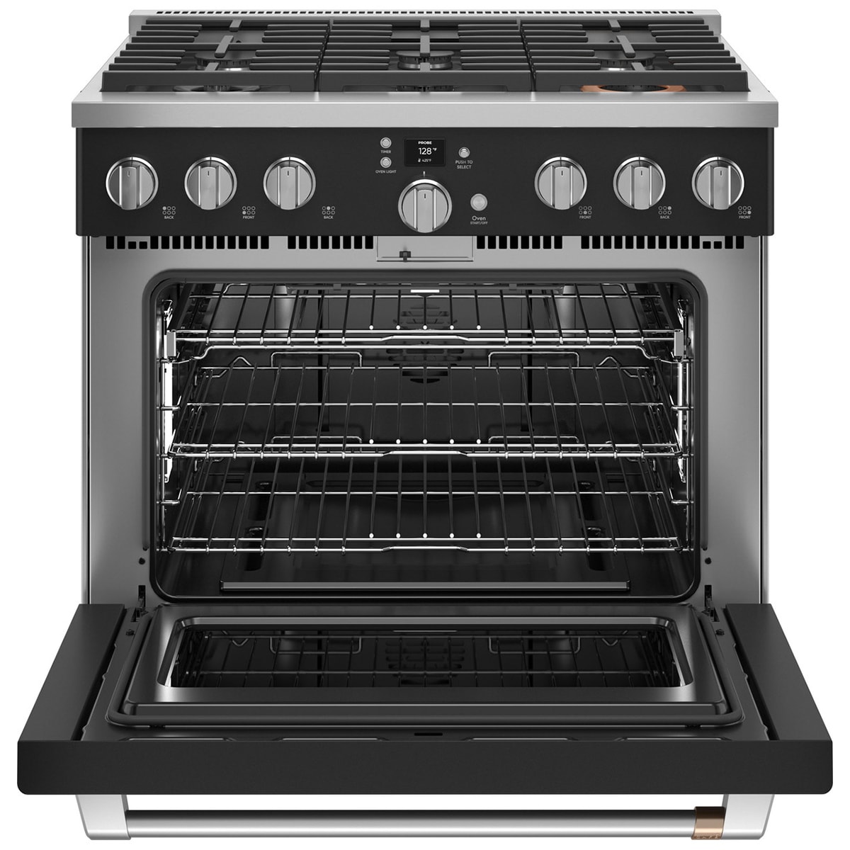 Cafe Commercial-Style 36 in. 6.2 cu. ft. Smart Air Fry Standard Convection Gas Range with 6 Sealed Burners - Matte Black, Matte Black, hires