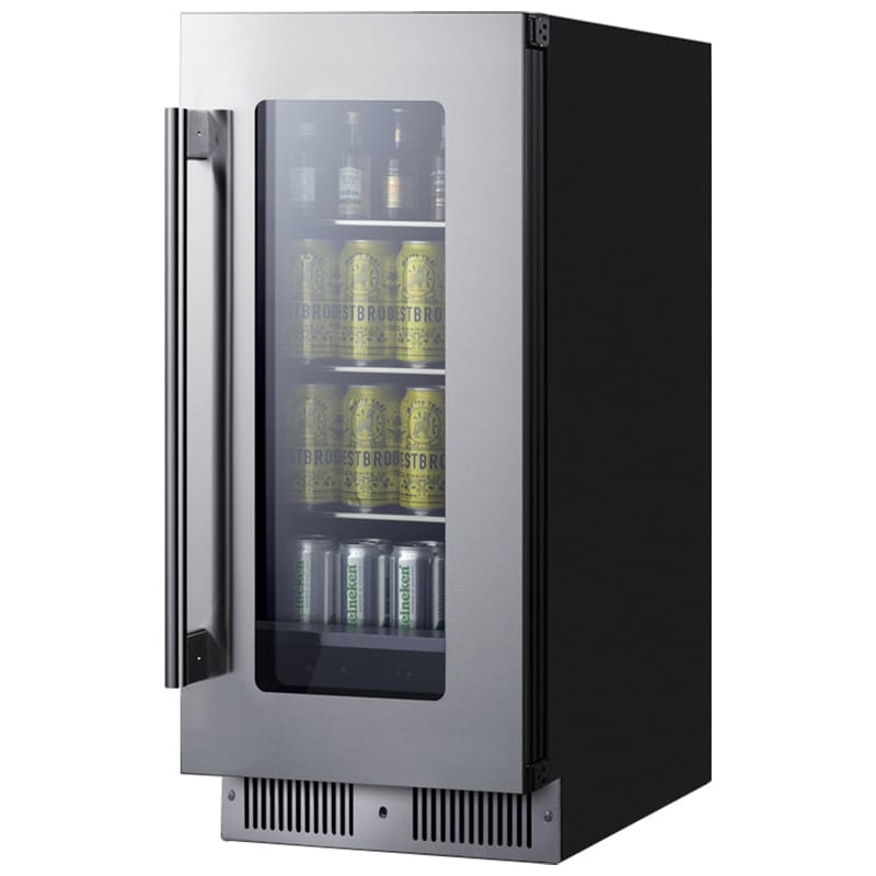 Summit 15 in. Built-In/Freestanding 1.9 cu. ft. Compact Bevrage Center with Adjustable Shelves & Digital Control - Stainless Steel, , hires