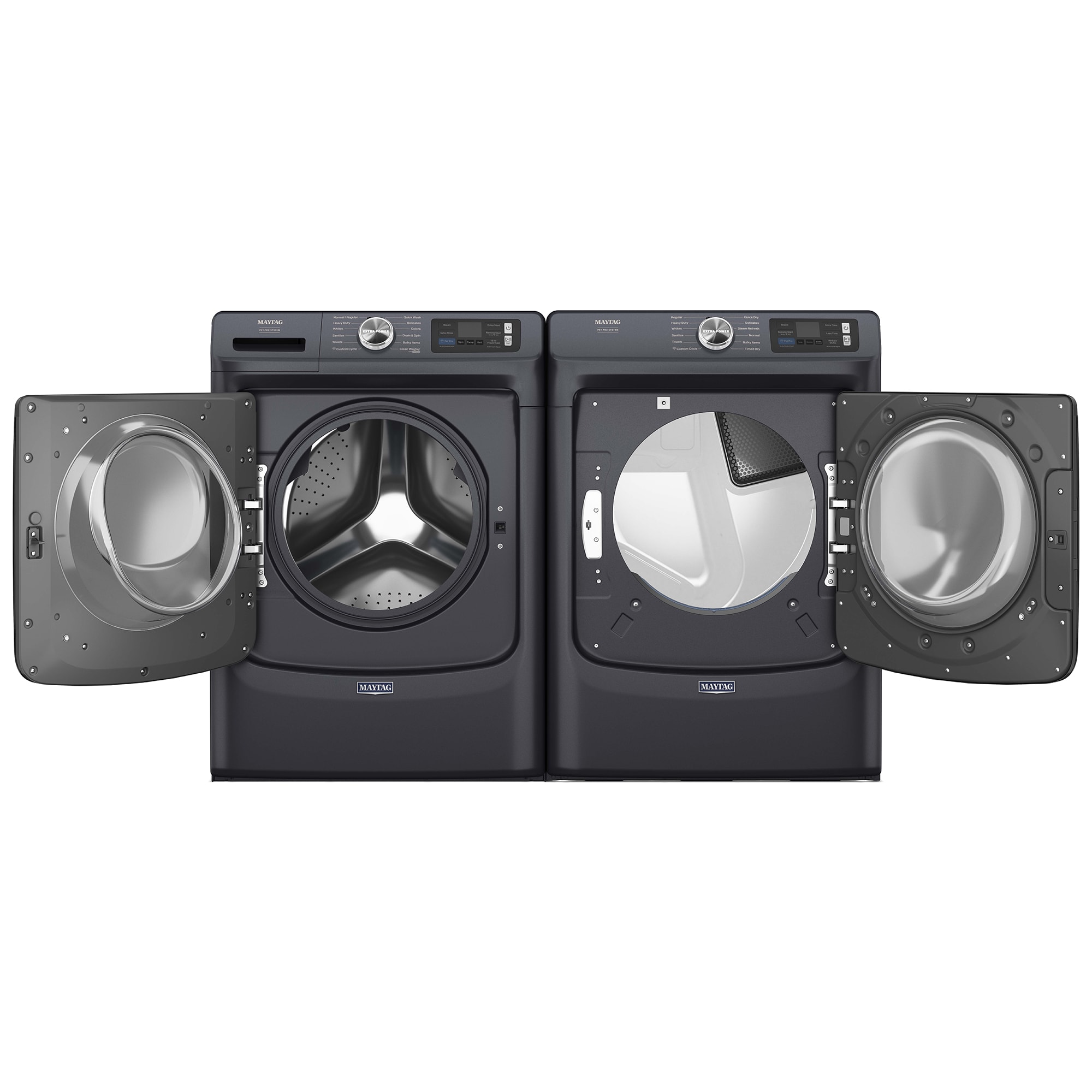Maytag Pet Pro 27 in. 7.4 cu. ft. Smart Stackable Electric Dryer with Sensor Dry, Sanitize & Steam Cycle - Midnight Steel, Midnight Steel, hires