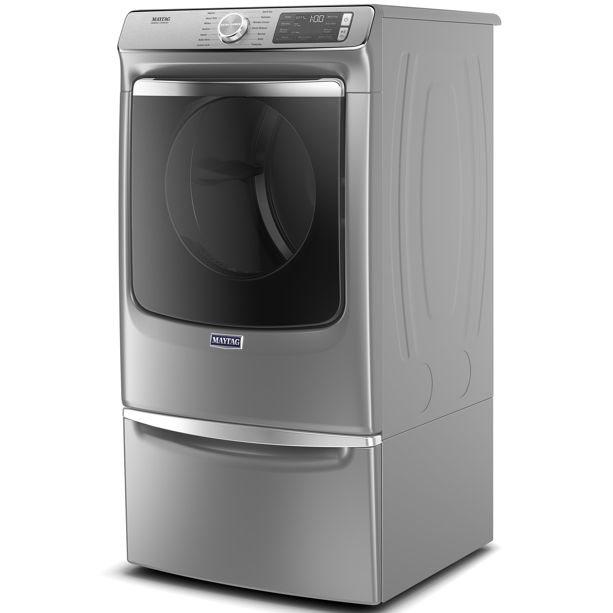 Maytag 27 in. 7.3 cu. ft. Smart Stackable Gas Dryer with Extra Power Button, Industry-Exclusive Extra Moisture Sensor, Sanitize & Steam Cycle - Metallic Slate, Metallic Slate, hires