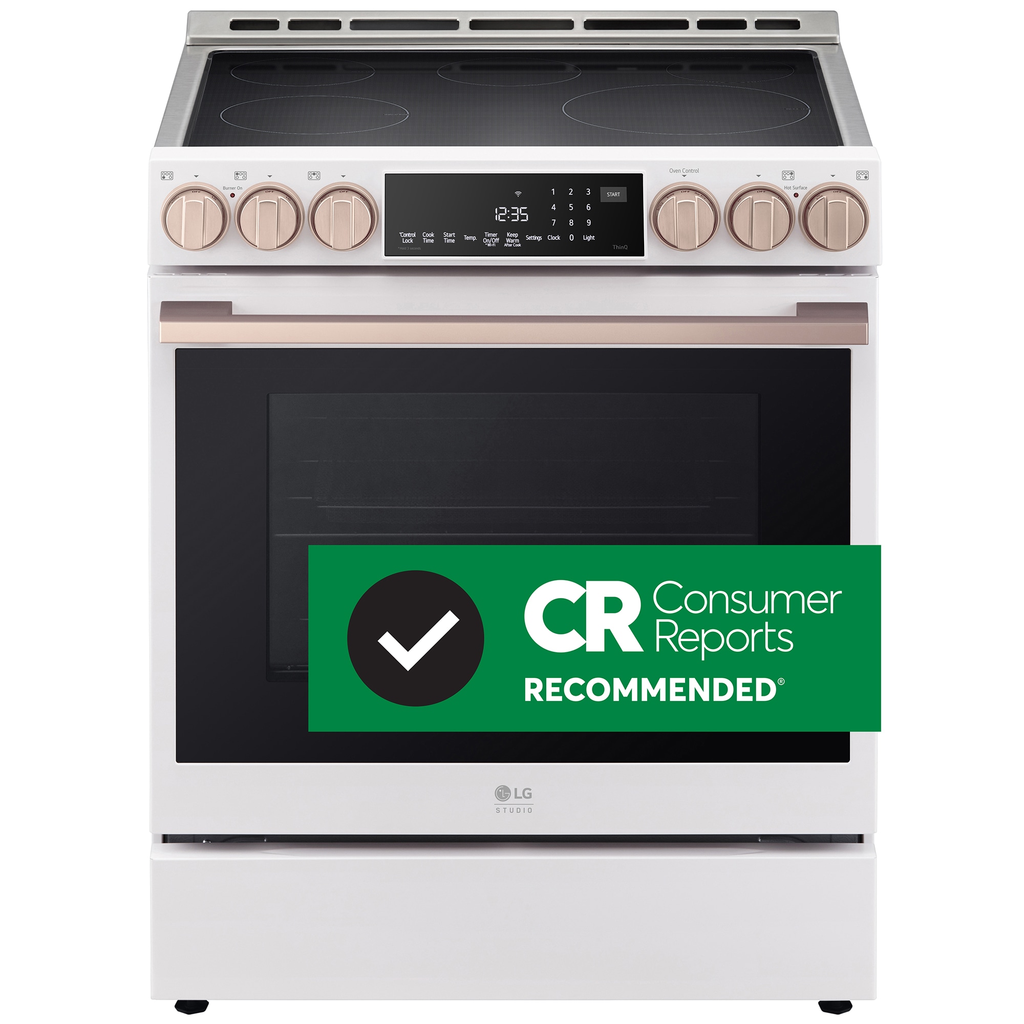 LG Studio 30 in. 6.3 cu. ft. Smart Air Fry True European Convection Slide-In Electric Range with 4 Induction Burners & 1 Radiant Burner - Essence White, , hires