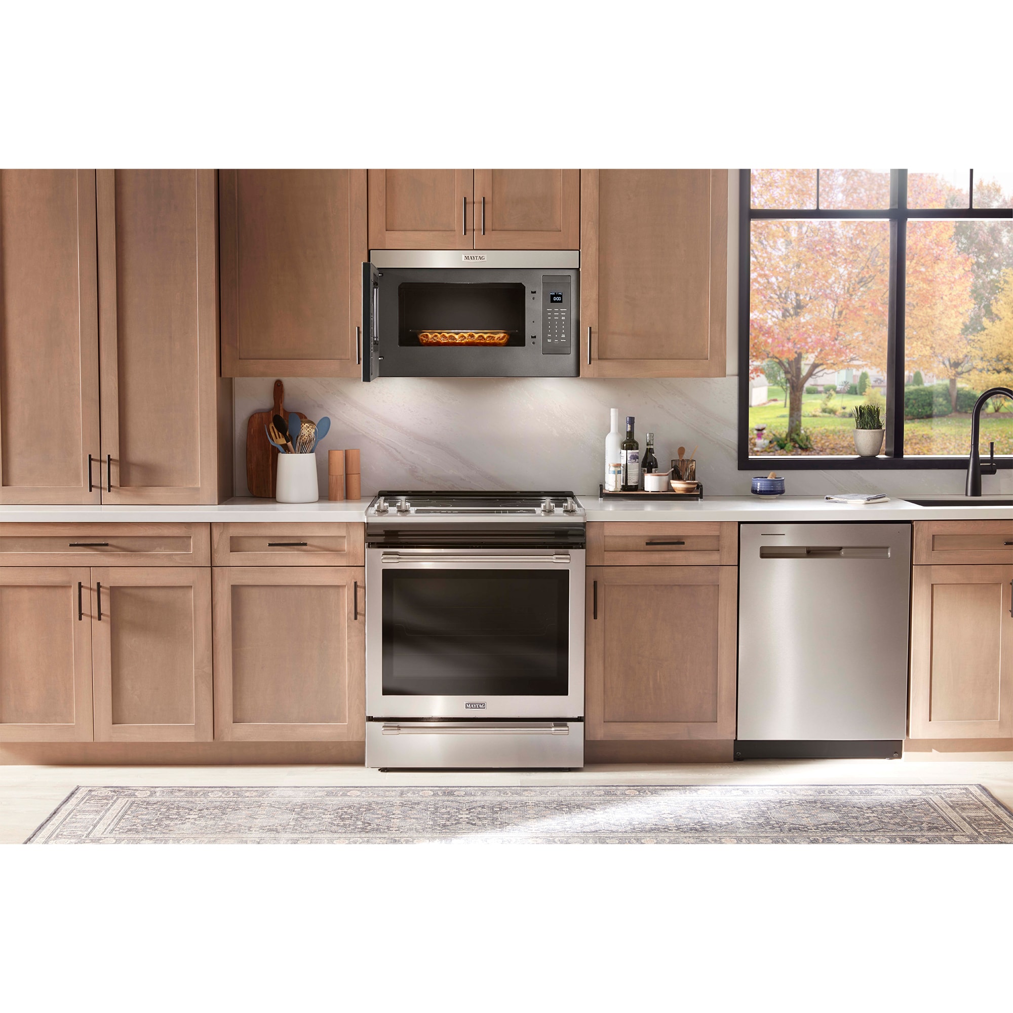 Maytag 30 in. 1.1 cu. ft. 1000W Over-the-Range Microwave with 300 CFM & Sensor Cooking - Fingerprint Resistant Stainless, , hires