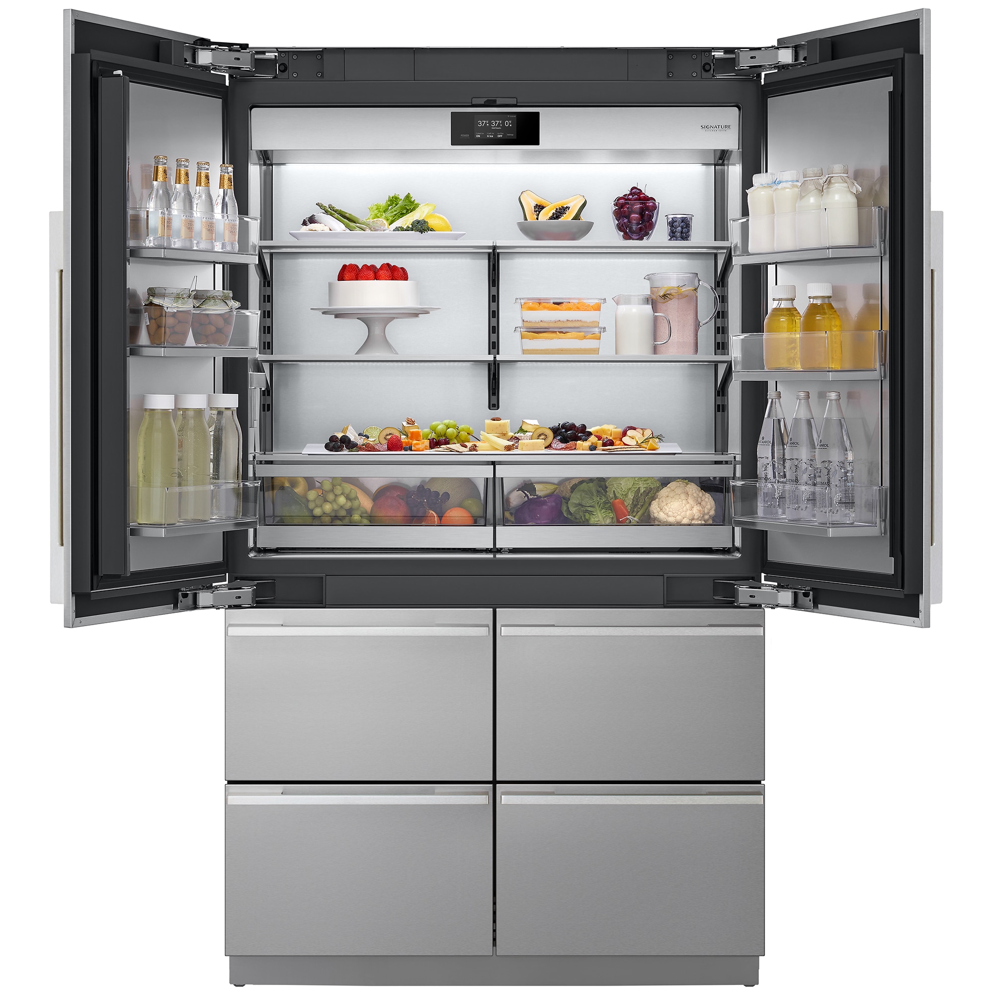 Signature Kitchen Suite 48 in. 26.0 cu. ft. Built-In Smart Counter Depth 6-Door French Door Refrigerator with Internal Water Dispenser - Stainless Steel, , hires