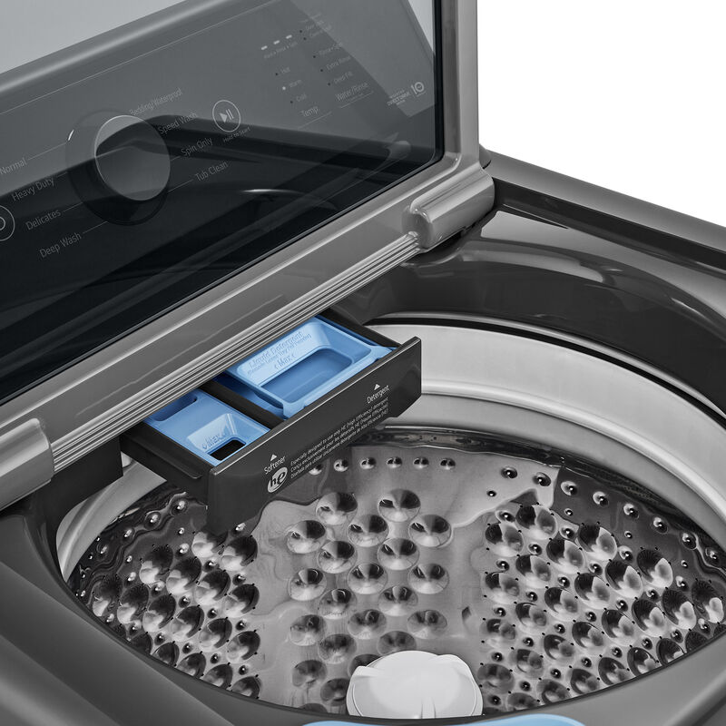 LG 27 in. 4.1 cu. ft. Top Load Washer with 4-Way Agitator, Slam Proof Glass Lid & True Balance Anti-Vibration System - Monochrome Gray, Monochrome Gray, hires