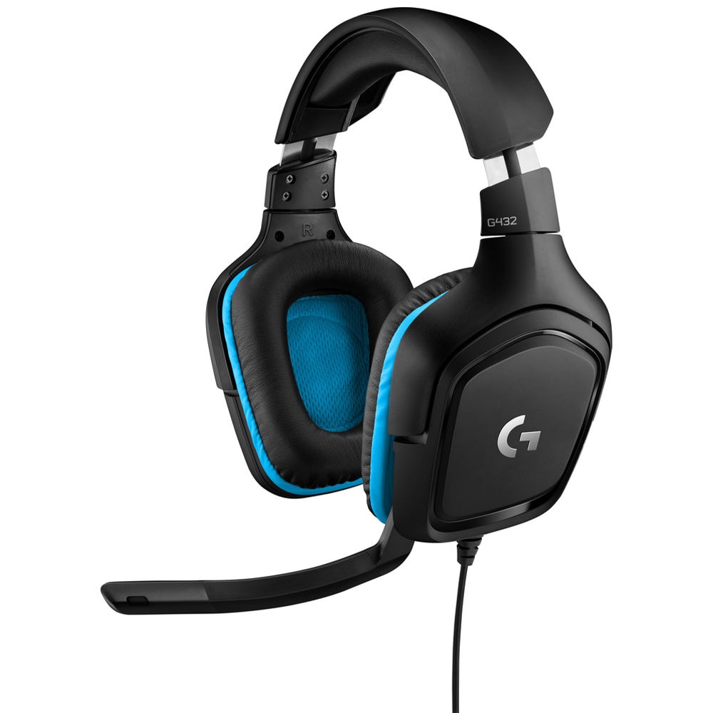Logitech G432 7.1 Surround Sound Wired Gaming Headset - Black & Blue, , hires