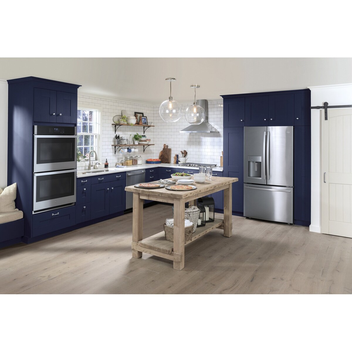 GE 30 in. Convertible Chimney Style Range Hood with 350 CFM, 4 Fan Speeds & 2 Halogen Lights - Stainless Steel, , hires