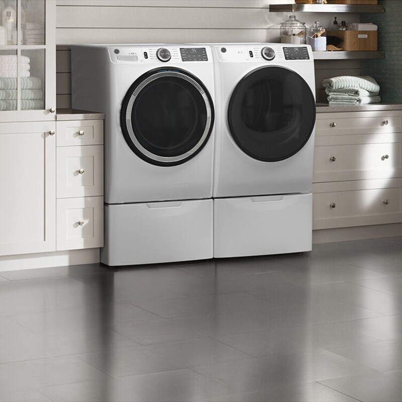 GE 28 in. 7.8 cu. ft. Smart Stackable Gas Dryer with Sanitize Cycle & Sensor Dry - White, White, hires