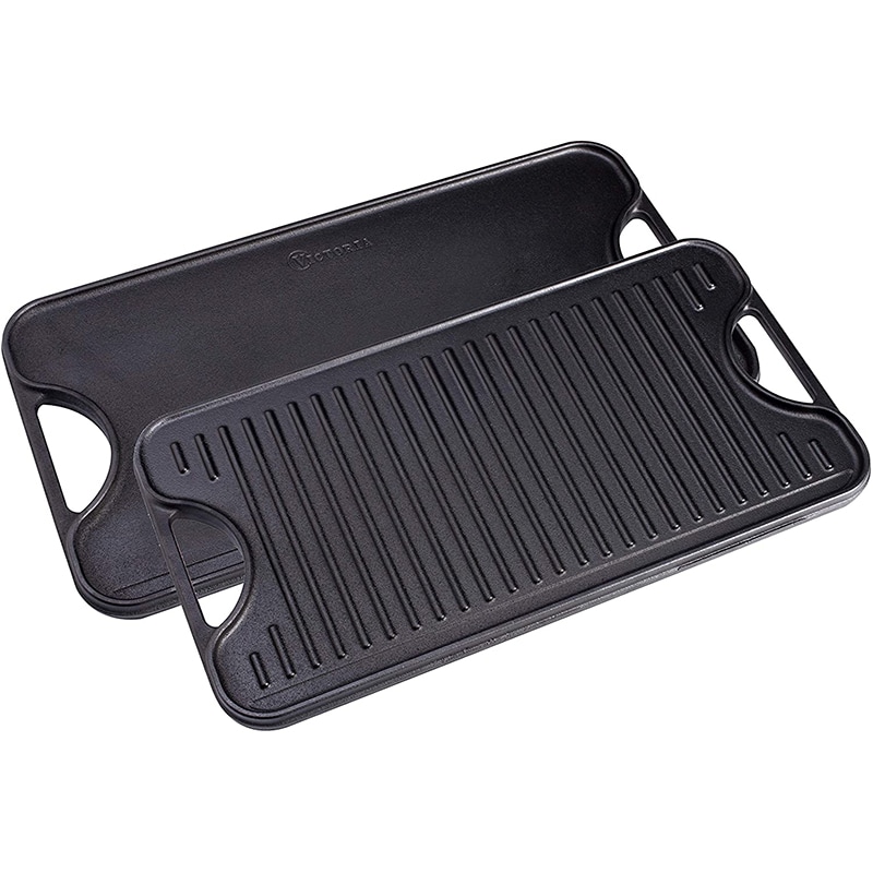 Victoria Cast Iron Reversible Rectangular Griddle, , hires