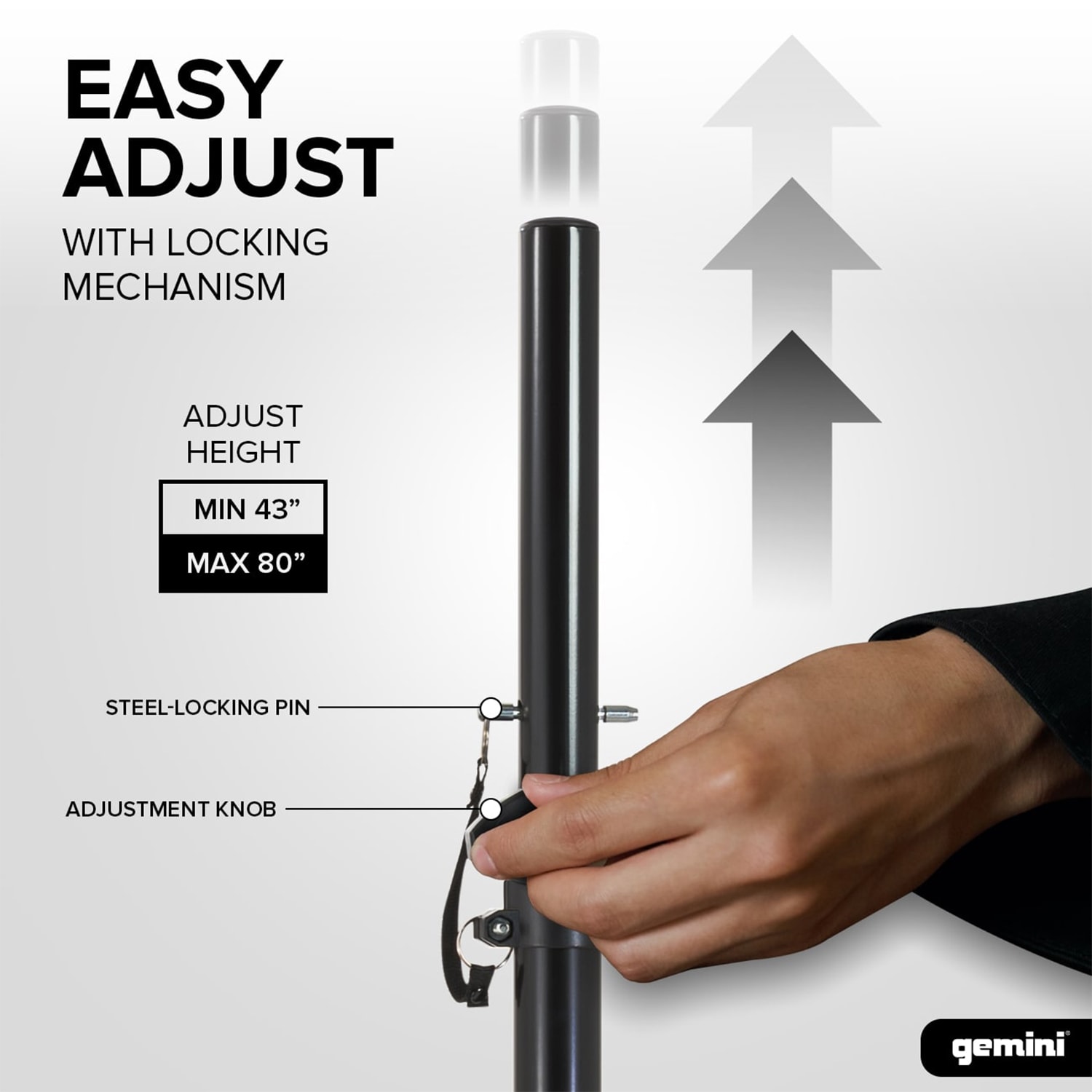 Gemini Professional Speaker Stand - Black, , hires