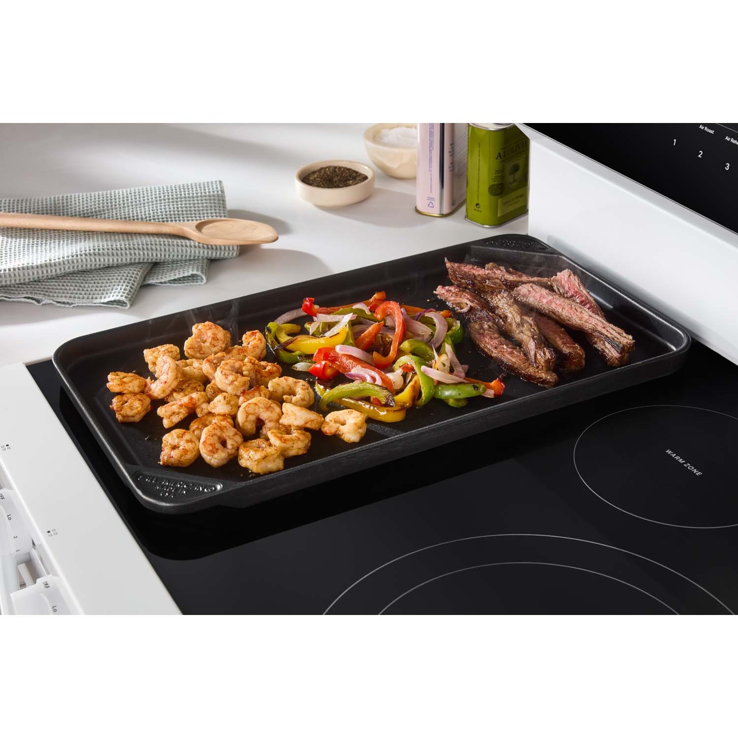 Whirlpool 30 in. 5.3 cu. ft. Smart Air Fry True European Convection Electric Range with Radiant Burners - White, White, hires