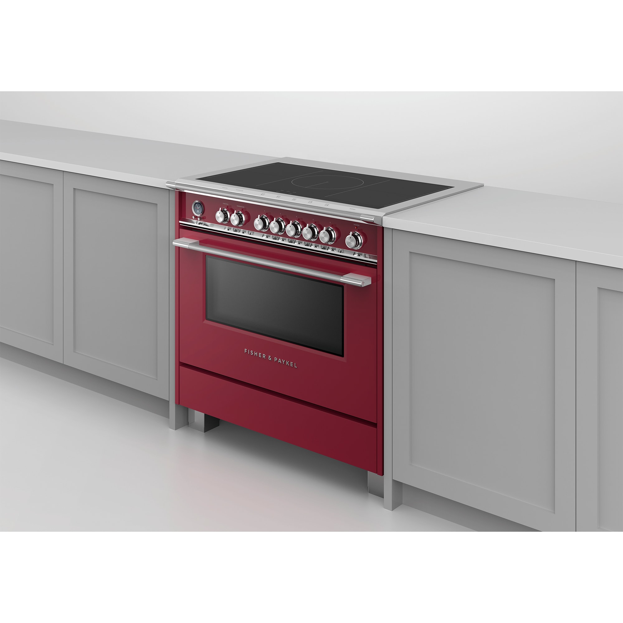 Fisher & Paykel Series 9 Classic 36 in. 4.9 cu. ft. True European Convection Electric Range with 5 Induction Burners - Red, , hires