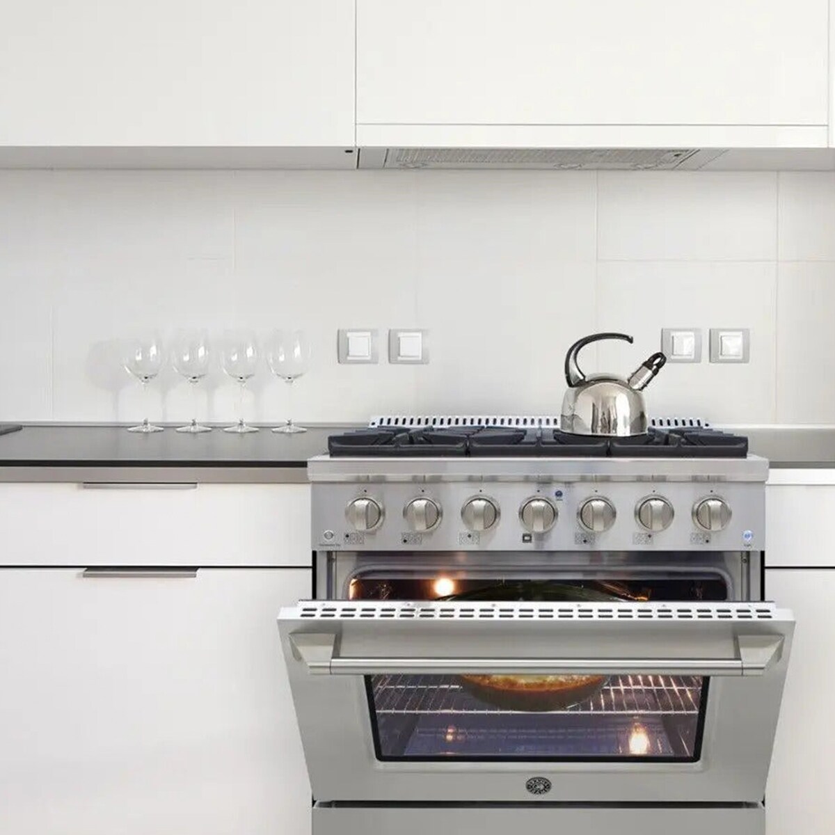 Brama 36 in. 5.2 cu. ft. Standard Convection Gas Range with 6 Sealed Burners - Stainless Steel, , hires