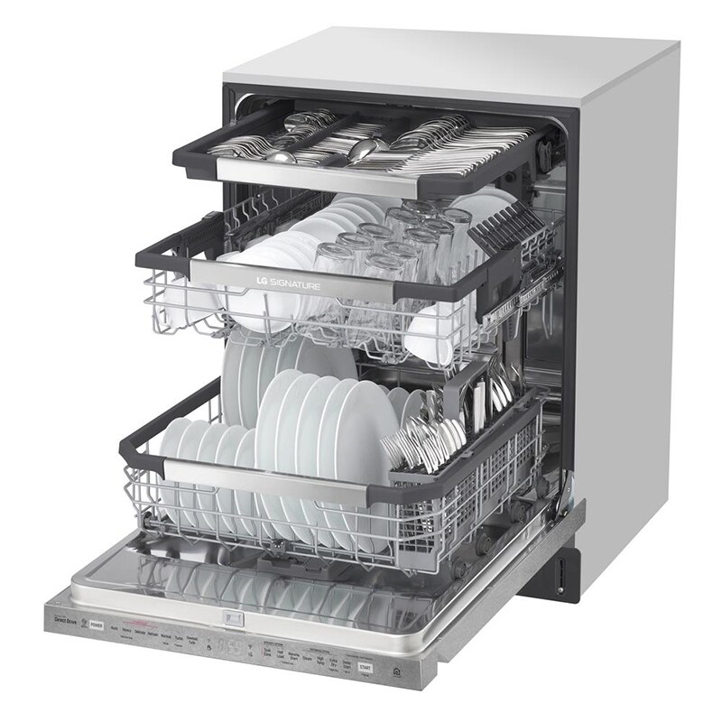 LG Signature 24 in. Top Control Smart Dishwasher with 38 dBa Sound Level, 3rd-Rack & Pocket - Textured Steel, , hires