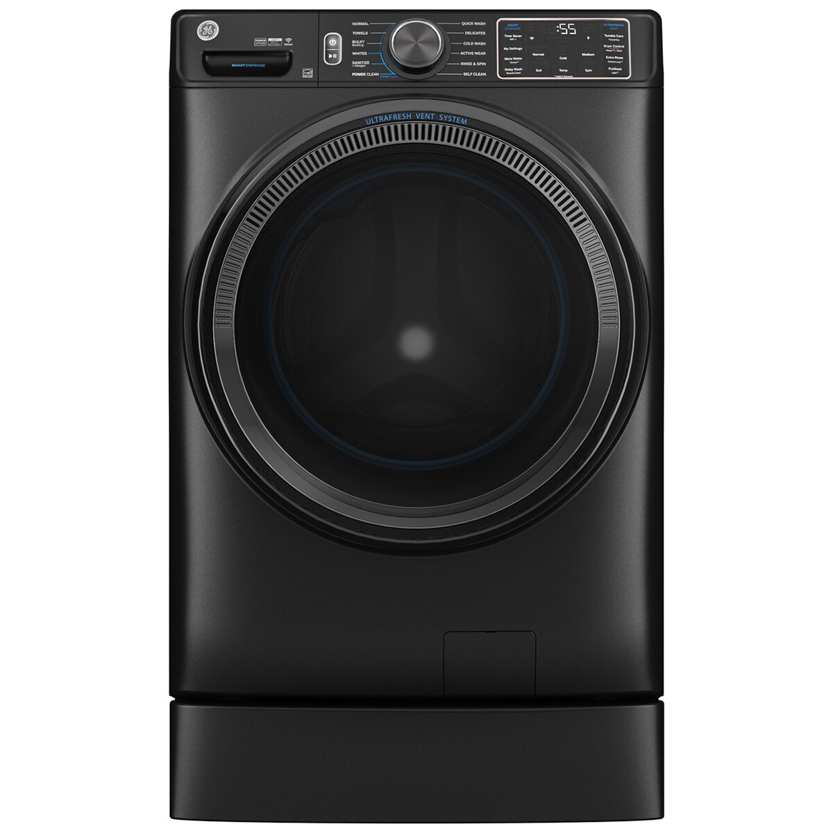 GE 28 in. 5.0 cu. ft. Smart Stackable Front Load Washer with OdorBlock, Sanitize Cycle & Steam Cycle - Carbon Graphite, Carbon Graphite, hires