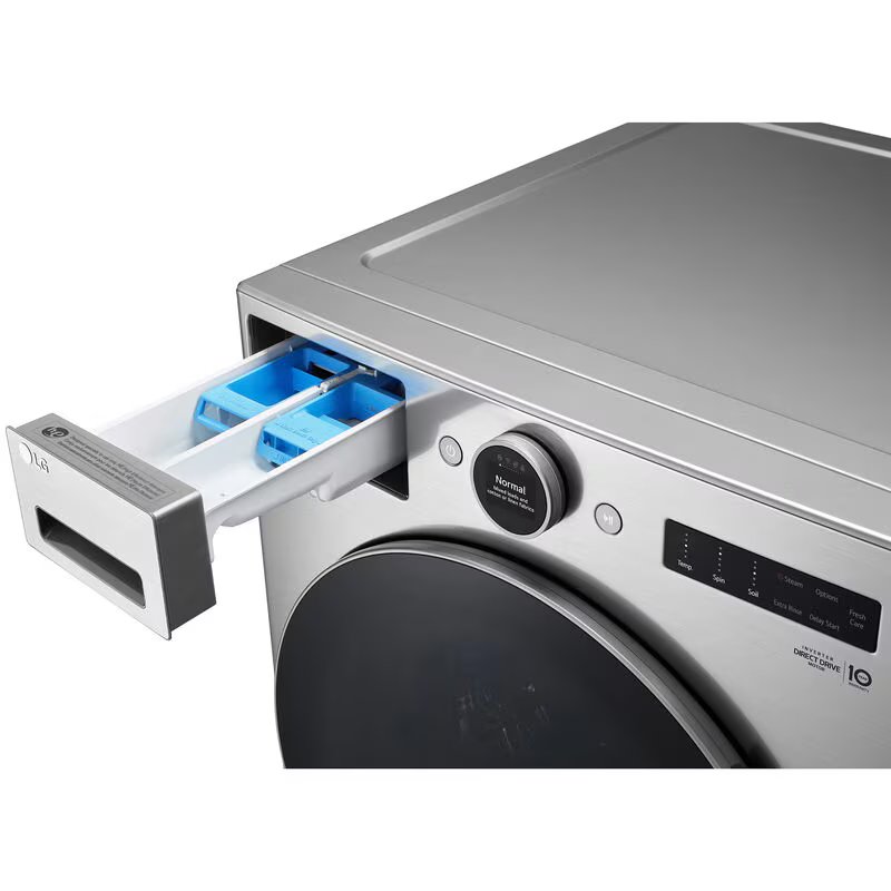 LG 27 in. 4.5 cu. ft. Smart Stackable Front Load Washer with AI DD Built-In Intelligence, TurboWash 360 Technology, Allergiene, Sanitize & Steam Wash Cycle - Graphite Steel, , hires