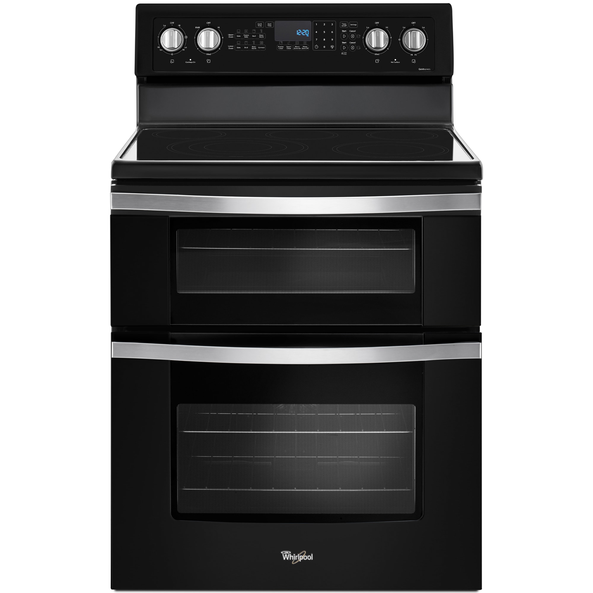 Whirlpool 30 in. 6.7 cu. ft. True European Convection Double Oven Electric Range with Radiant Burners - Black Ice, Black Ice, hires