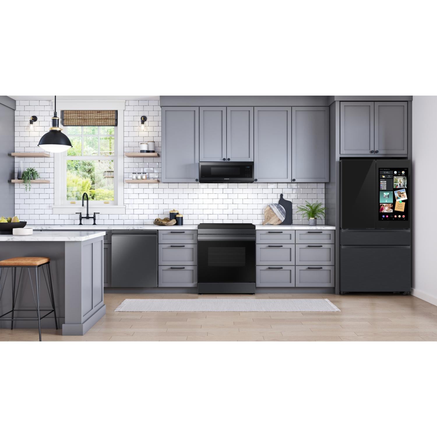 Samsung 30 in. 1.1 cu. ft. 1100W Low Profile Smart Over-the-Range Microwave with 400 CFM - Matte Black Steel, , hires