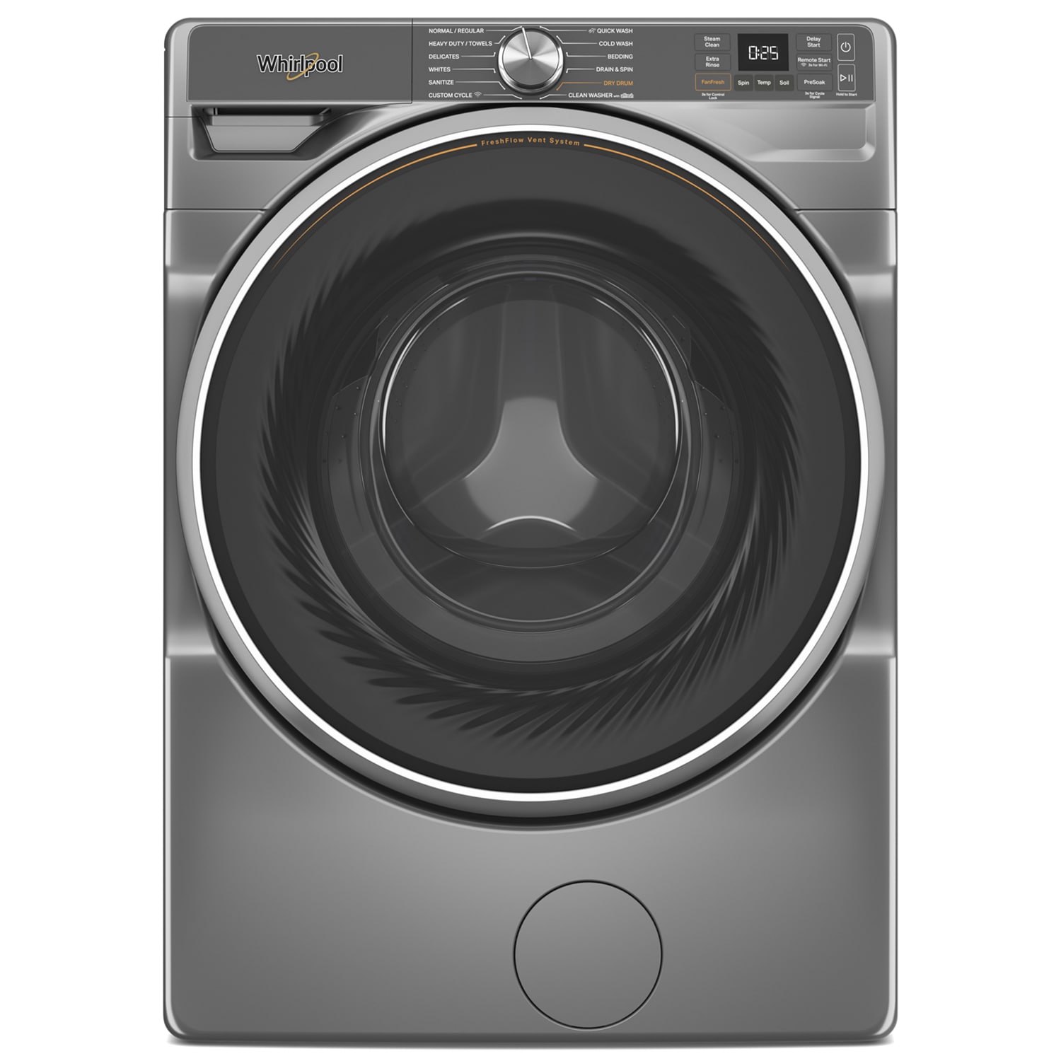 Whirlpool 27 in. 5.0 cu. ft. Smart Stackable Front Load Washer with FreshFlow Vent System, Sanitize & Steam Cycle - Radiant Silver, Radiant Silver, hires