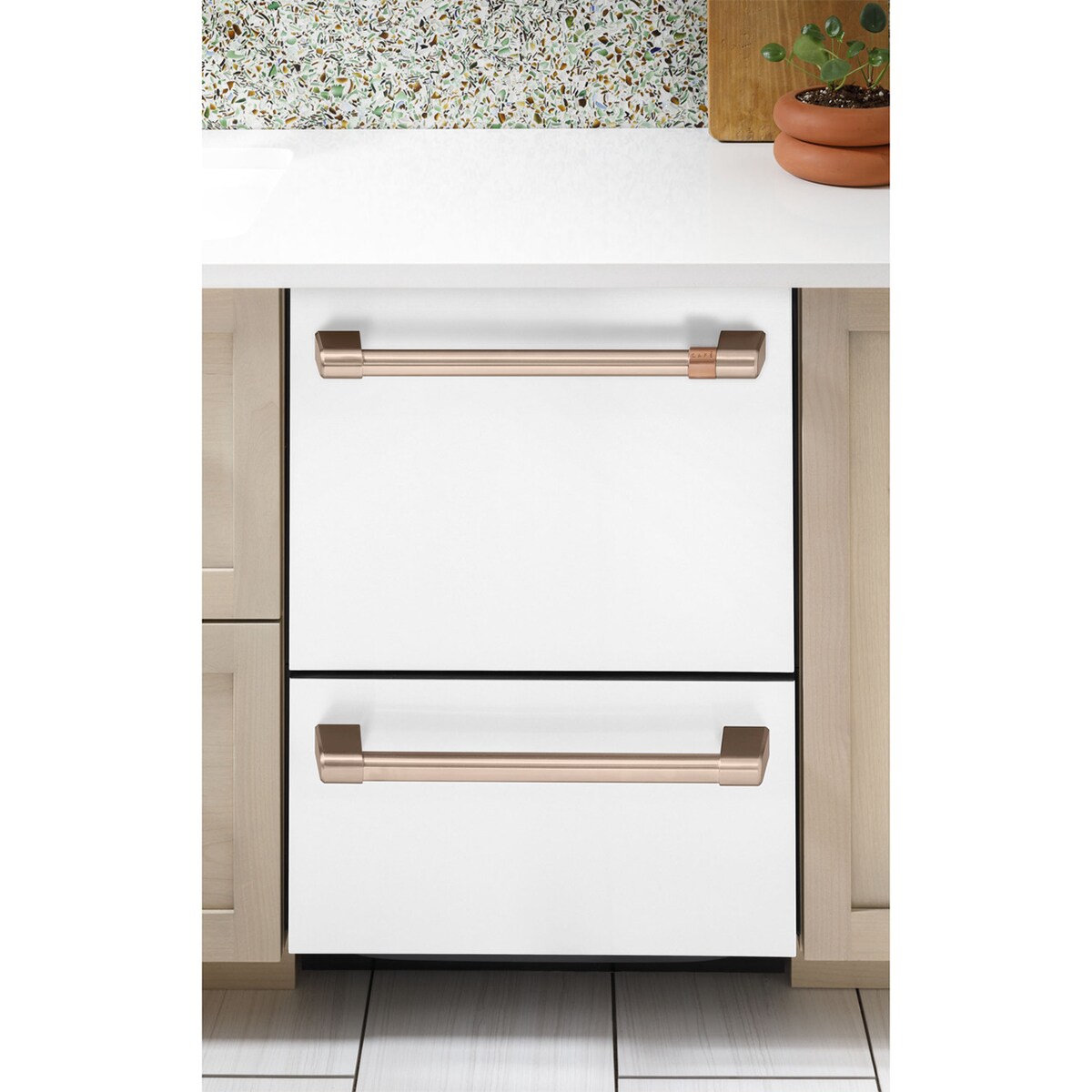 Cafe 24 in. Top Control Flush-Mount Dishwasher Drawer with 49 dBa Sound Level - Matte White, Matte White, hires