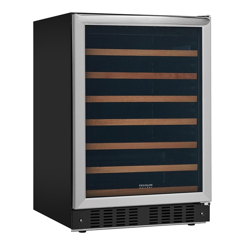 Frigidaire Gallery 24 in. Undercounter Wine Cooler with Wood Racks, Single Temperature Zone & 52 Bottle Capacity - Stainless Steel, , hires