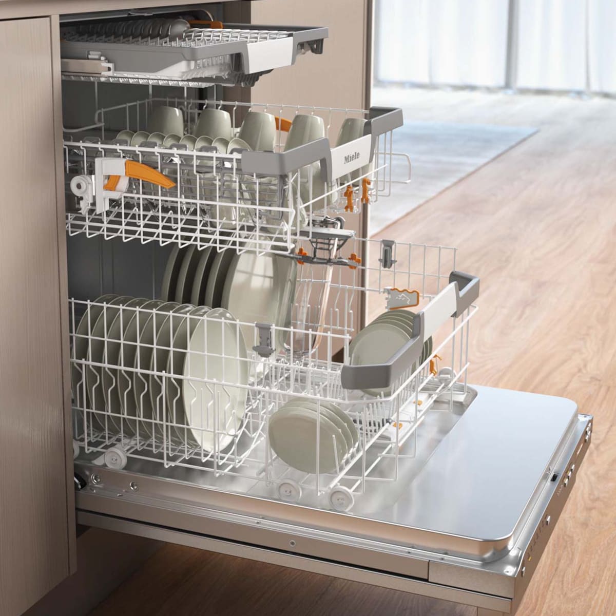 Miele 24 in. Top Control Smart Dishwasher with 42 dBa Sound Level & 3rd-Rack - Stainless Steel, , hires