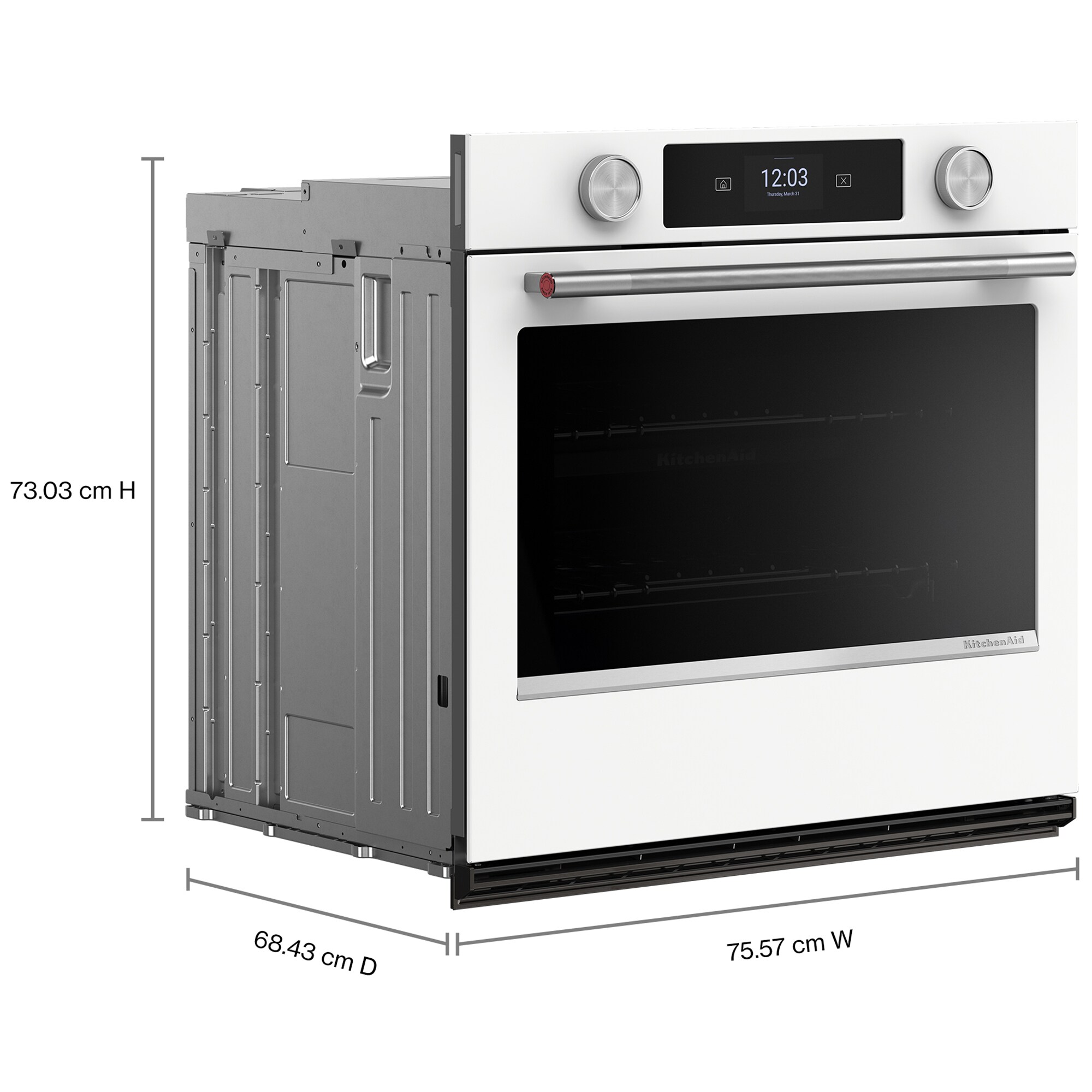 KitchenAid 30 in. 5.0 cu. ft. Smart Steam Electric Single Wall Oven with True European Convection - White, , hires