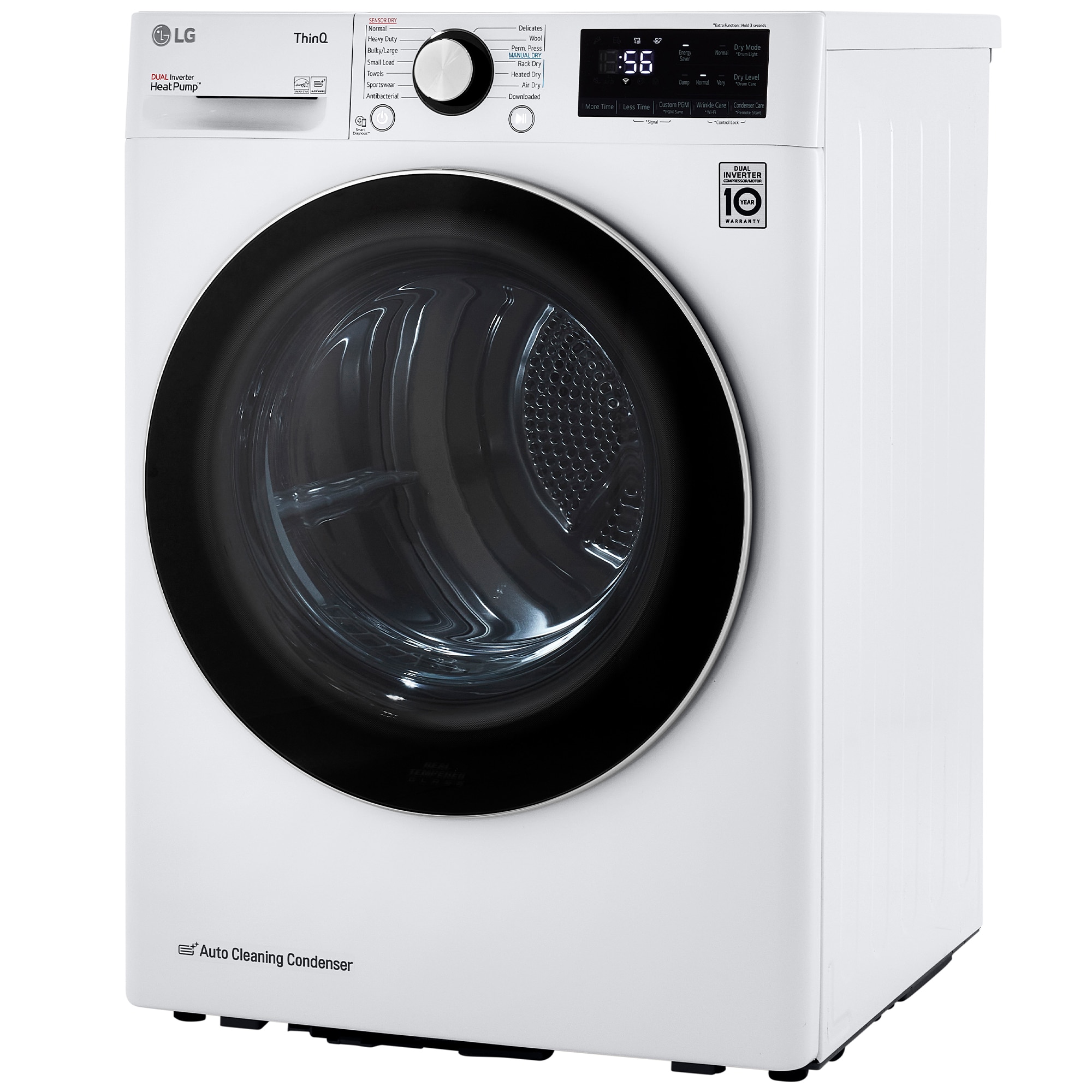 LG 24 in. 4.2 cu. ft. Smart Stackable Ventless Electric Dryer with Heat Pump, Sensor Dry & Sanitize Cycle - White, White, hires