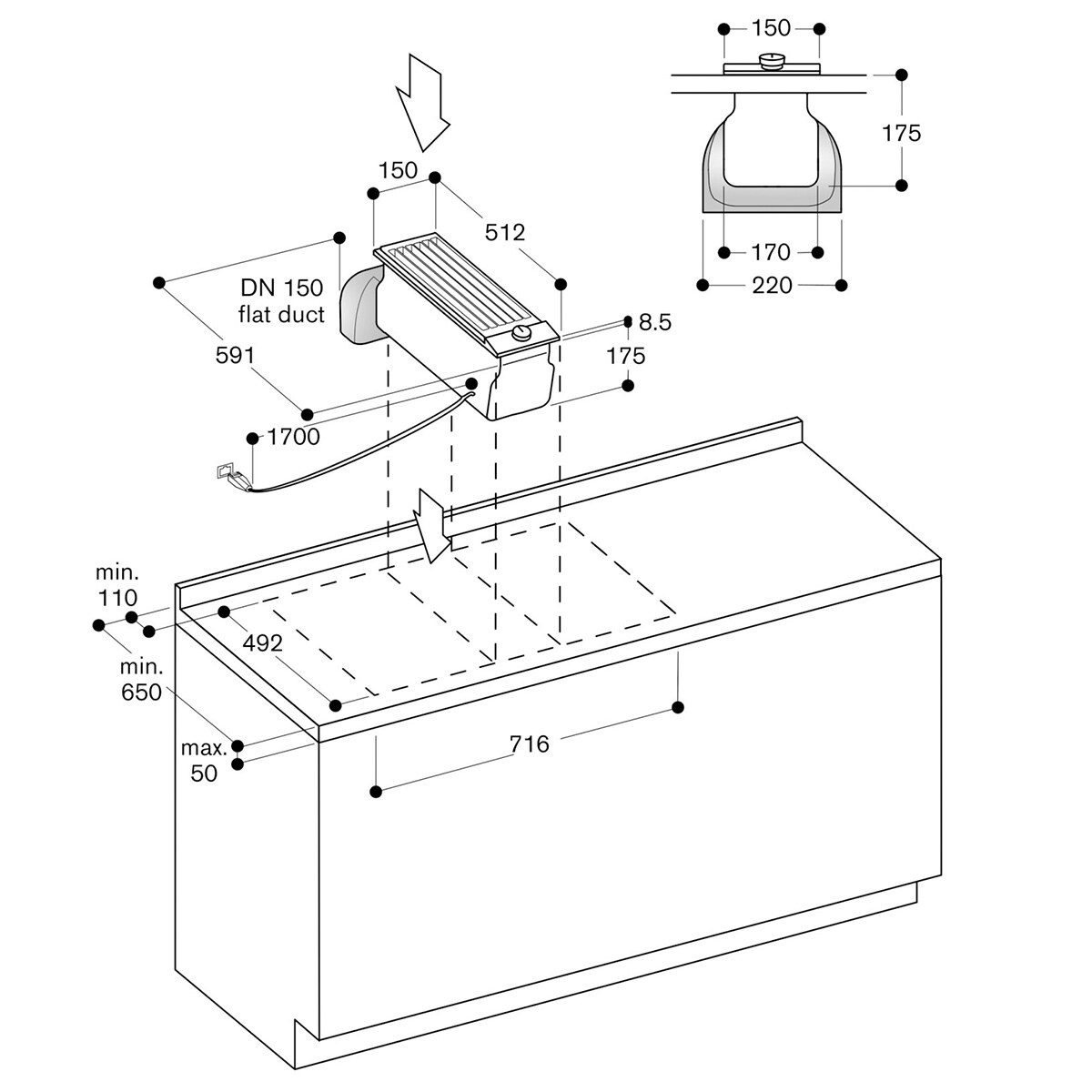 Gaggenau 200 Series 6 in. Convertible Downdraft with 3 Fan Speeds - Black, , hires