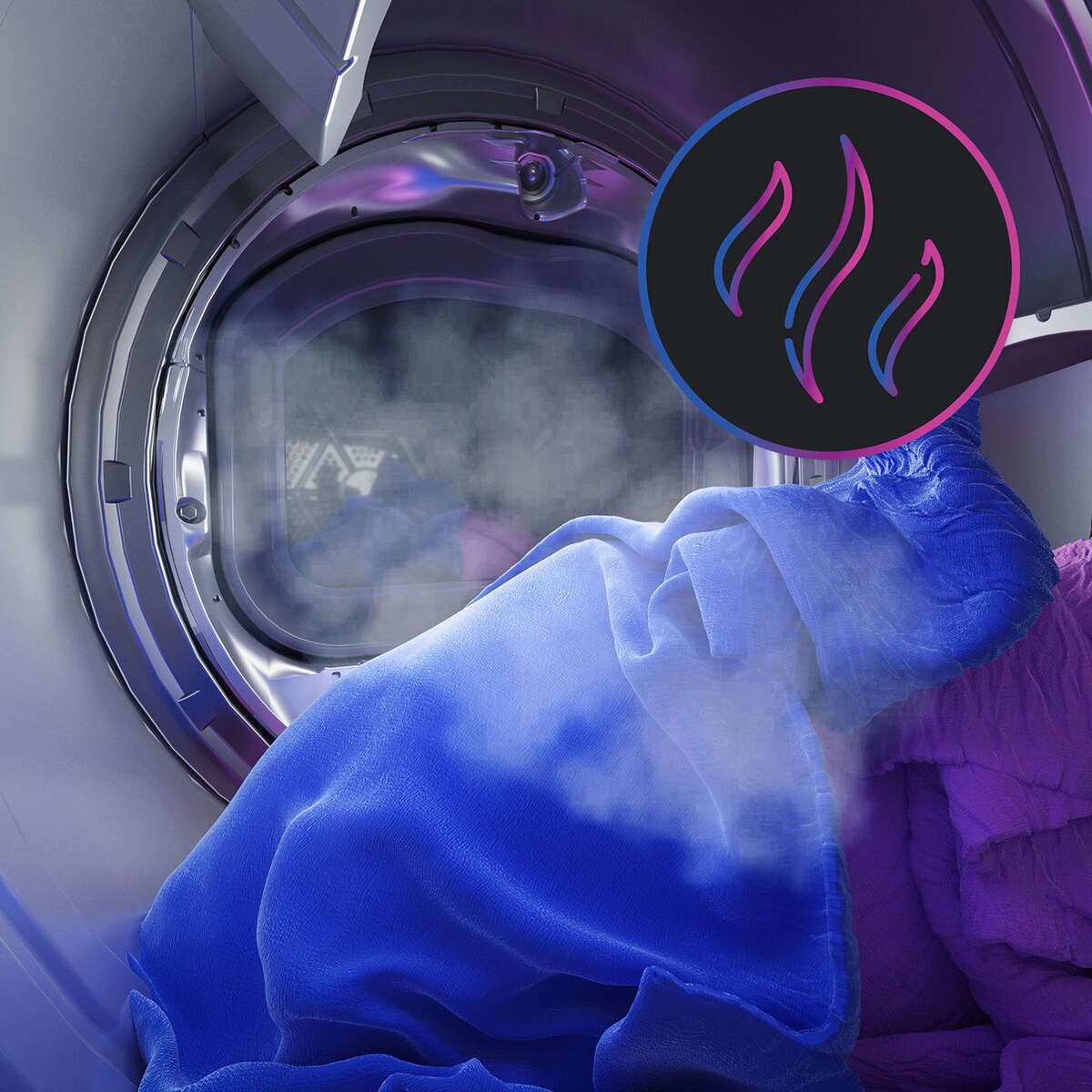 GE Profile 28 in. 7.8 cu. ft. Smart Stackable Gas Dryer with Sensor Dry, Sanitize & Steam Cycle - Sapphire Blue, Sapphire Blue, hires