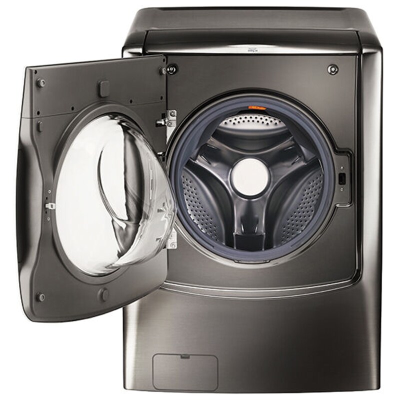 LG Signature 30 in. 5.8 cu. ft. Smart Front Load Washer with Sanitize Cycle, Steam Wash & Self Clean - Black Stainless Steel, , hires