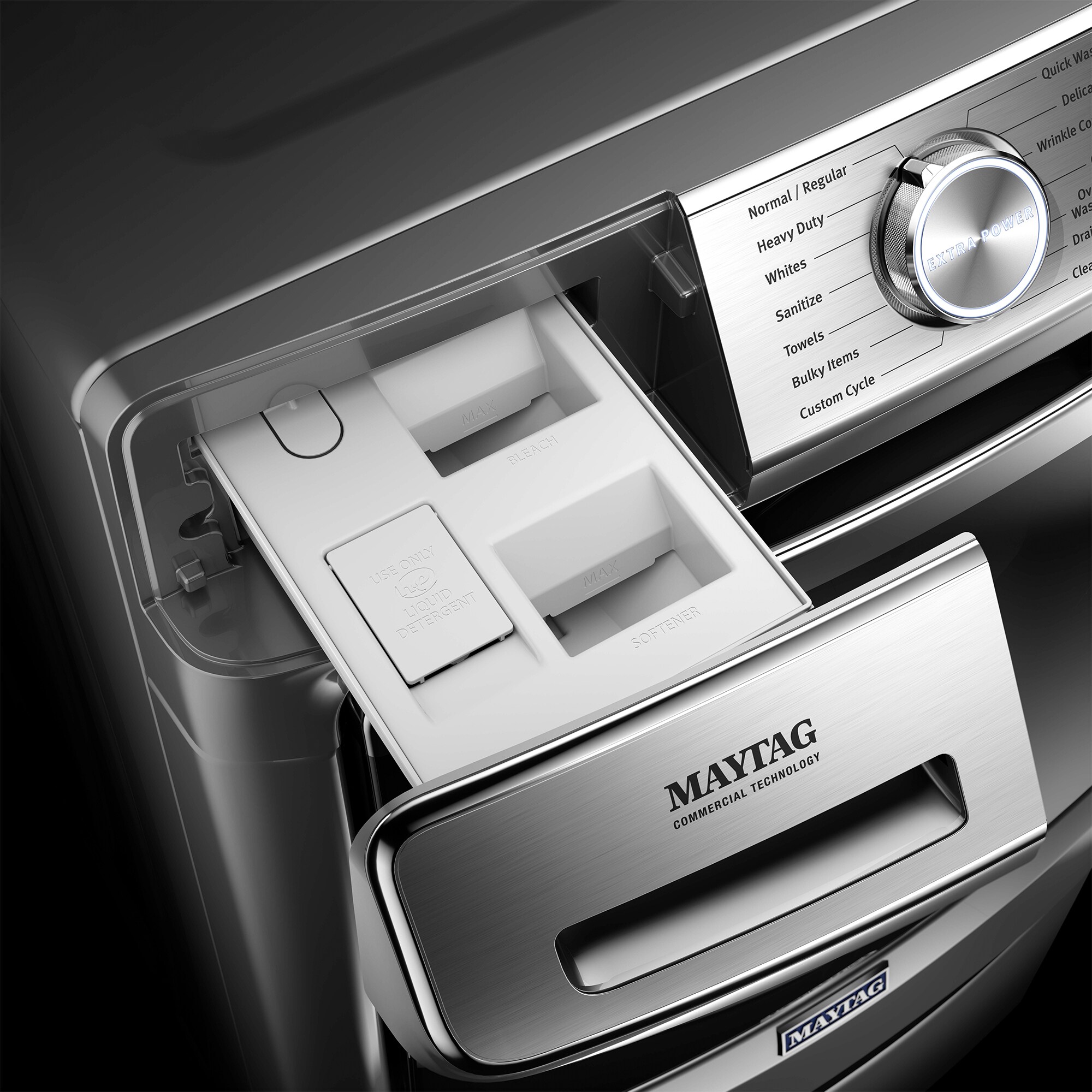Maytag 27 in. 5.0 cu. ft. Smart Stackable Front Load Washer with Extra Power, 24-Hr Fresh Hold Option, Sanitize & Steam Wash Cycle - Metallic Slate, Metallic Slate, hires