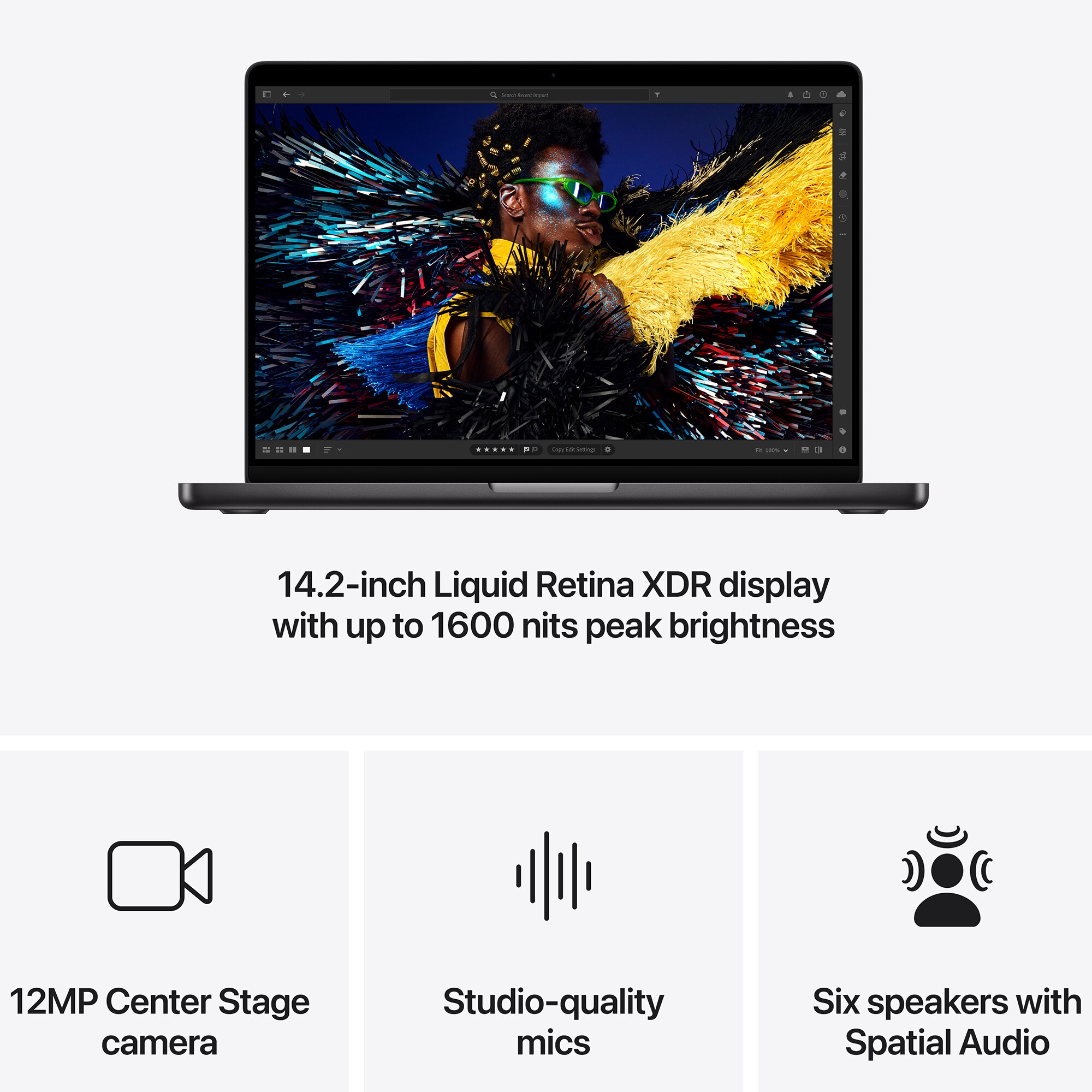 Apple MacBook Pro (2024) 14 in. Notebook with Apple Intelligence, Apple M4 Pro 12-Core CPU, 16-Core GPU, 24 GB RAM, 512 GB SSD, up to 22 Hrs. of Battery Life & Mac OS - Space Black, Space Black, hires