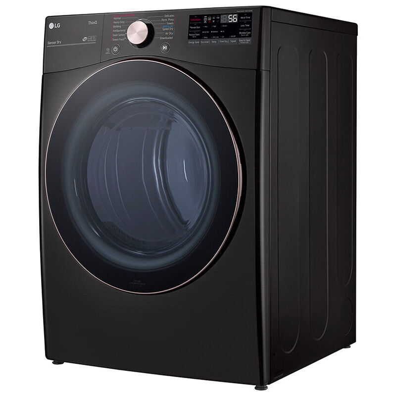 LG 27 in. 7.4 cu. ft. Electric Dryer with 12 Dryer Programs, 12 Dry Options, Sanitize Cycle, Wrinkle Care & Sensor Dry - Black Steel, Black Steel, hires
