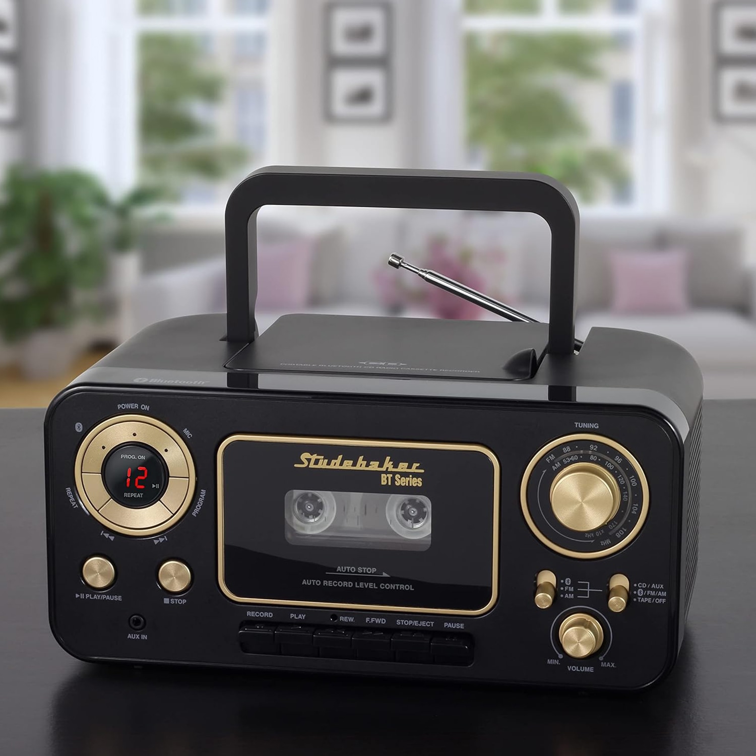 Studebaker Single CD Bluetooth/AM/FM/Cassette Boombox, , hires