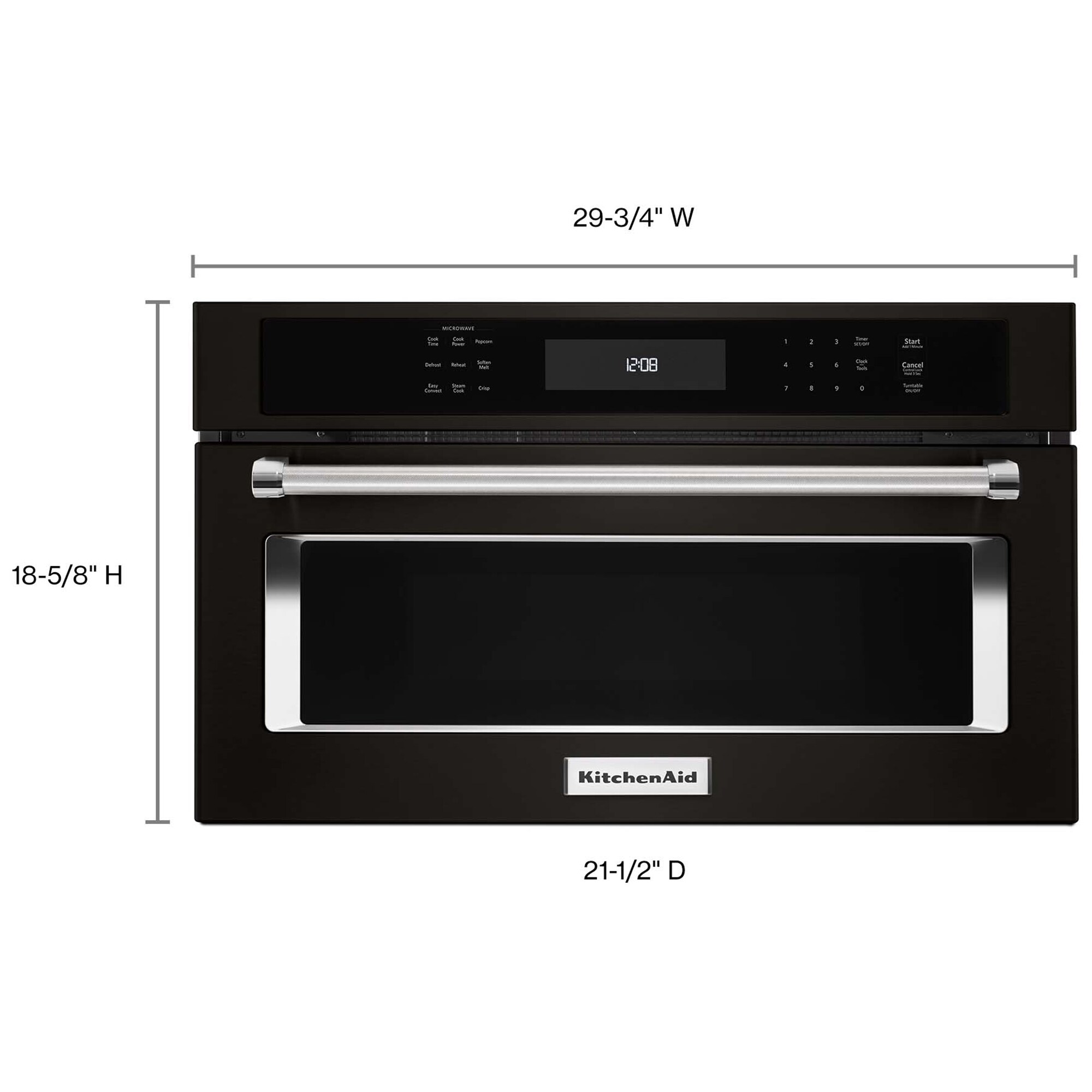 KitchenAid 30 in. 1.4 cu. ft. 900W Built-In Microwave with Convection & Sensor Cooking - Black Stainless Steel with PrintShield Finish, Black Stainless Steel with PrintShield Finish, hires