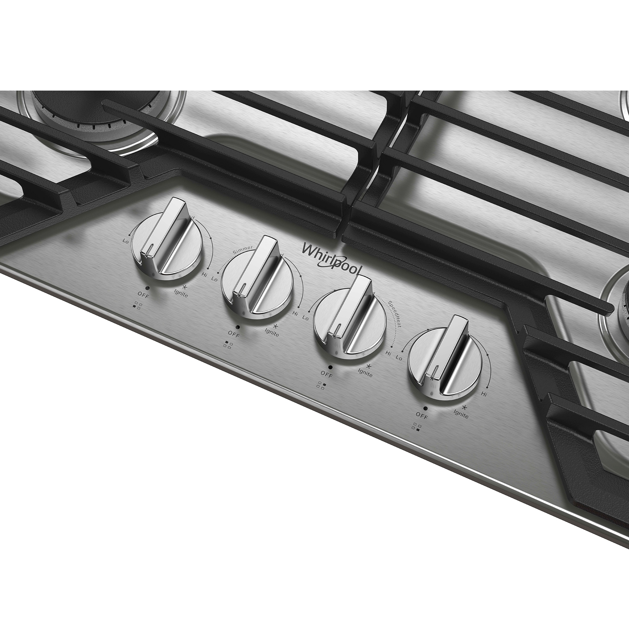Whirlpool 30 in. 4-Burner Natural Gas Cooktop with Simmer Burner & Power Burner - Stainless Steel, Stainless Steel, hires