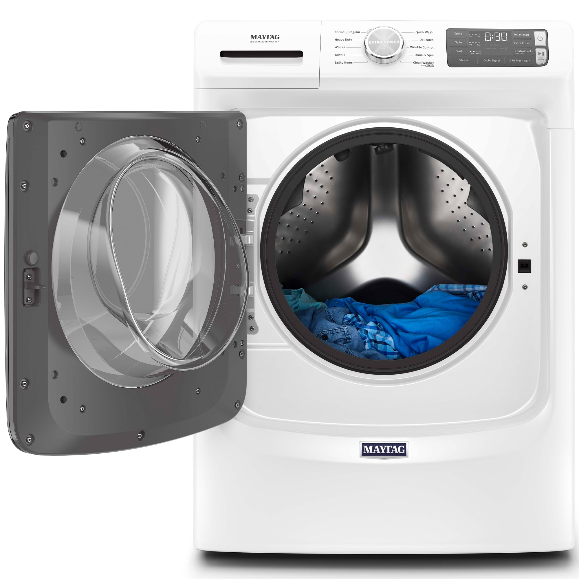 Maytag 27 in. 4.5 cu. ft. Stackable Front Load Washer with Extra Power and 12-Hr Fresh Spin Option - White, White, hires