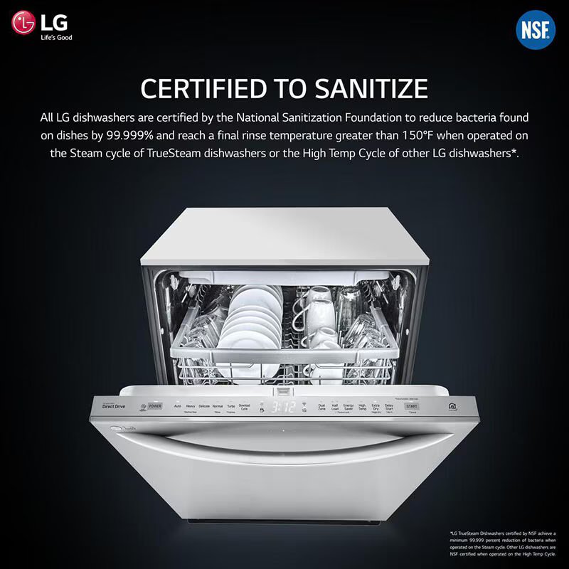 LG Signature 24 in. Top Control Smart Dishwasher with 38 dBa Sound Level, 3rd-Rack & Pocket - Textured Steel, , hires