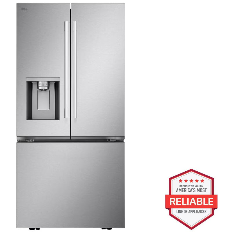 LG 33 in. 24.5 cu. ft. Smart French Door Refrigerator with Ice & Water Dispenser - PrintProof Stainless Steel, PrintProof Stainless Steel, hires