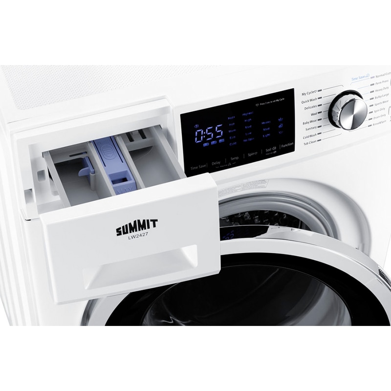 Summit 24 in. 2.7 cu. ft. Stackable Front Load Washer with Sanitize Cycle - White, , hires