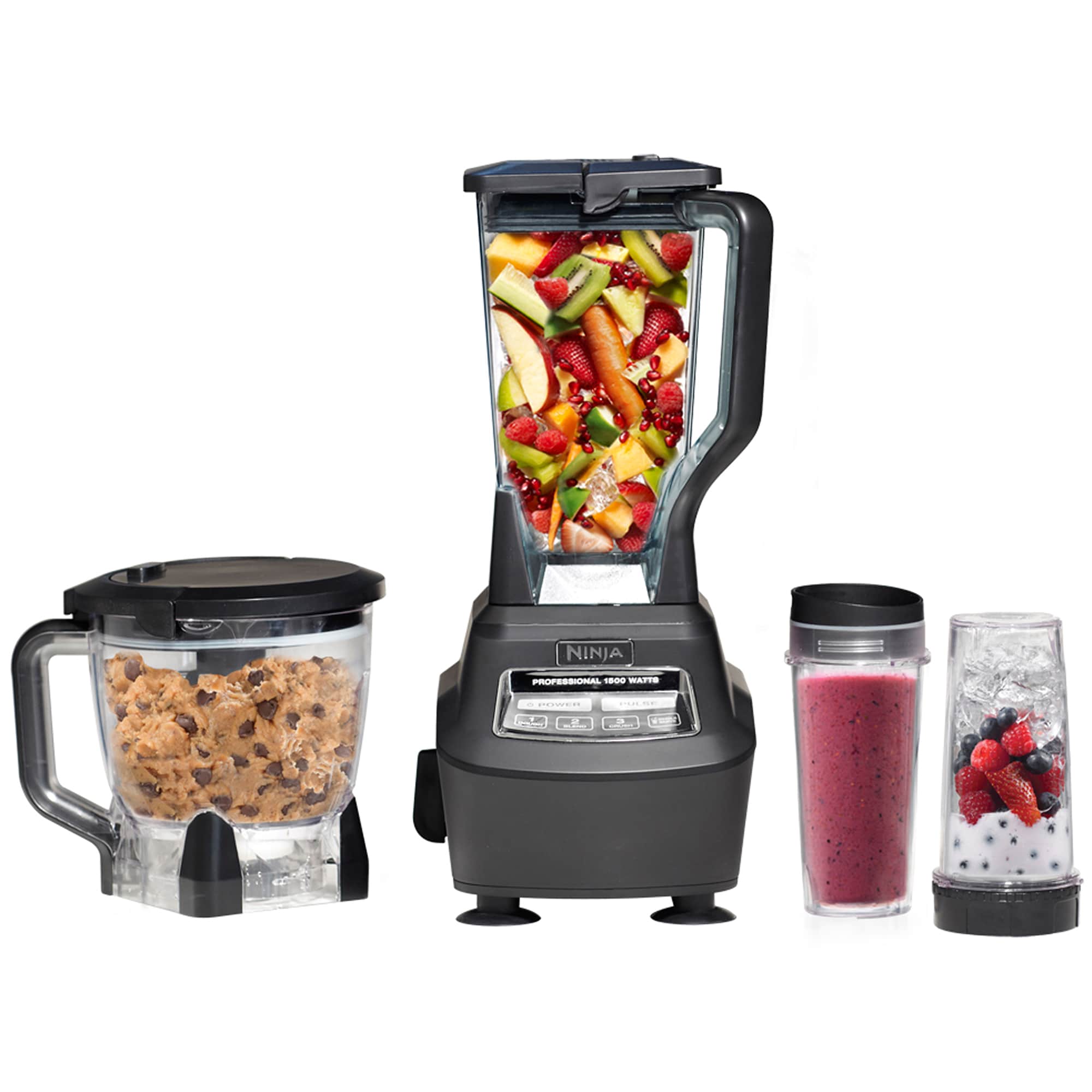 Ninja Mega Kitchen System 72 Oz. 3-Speed Blender with Single Serve Cups & Food Processor Bowl - Black, , hires