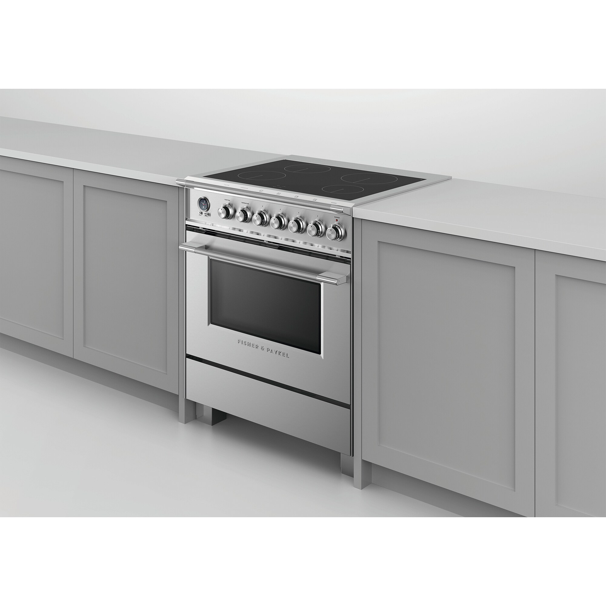 Fisher & Paykel Series 9 Classic 30 in. 3.5 cu. ft. True European Convection Electric Range with 4 Induction Burners - Stainless Steel, , hires