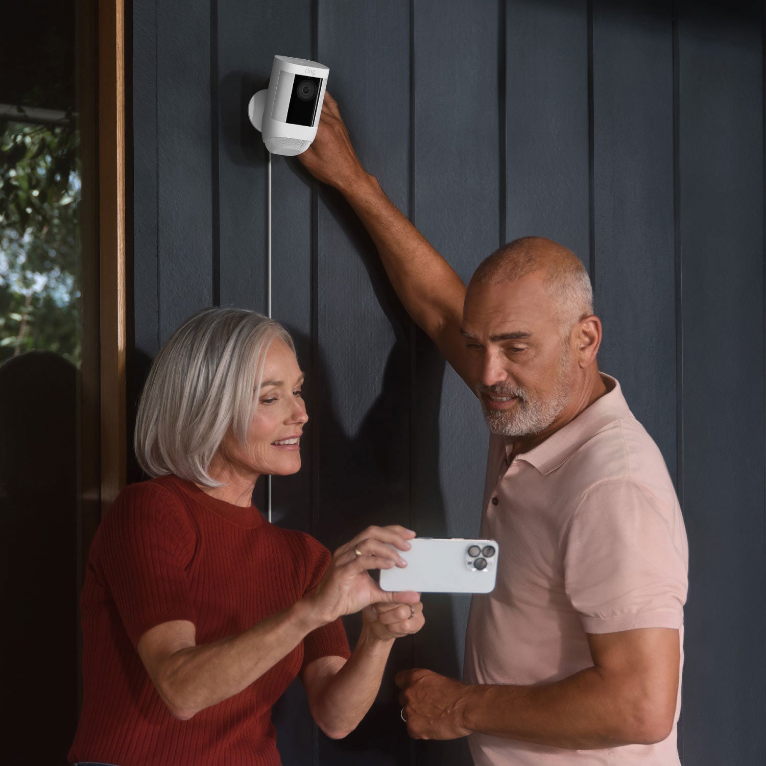 Ring - Spotlight Cam Pro Outdoor 1080p Plug-In Surveillance Camera - White, , hires