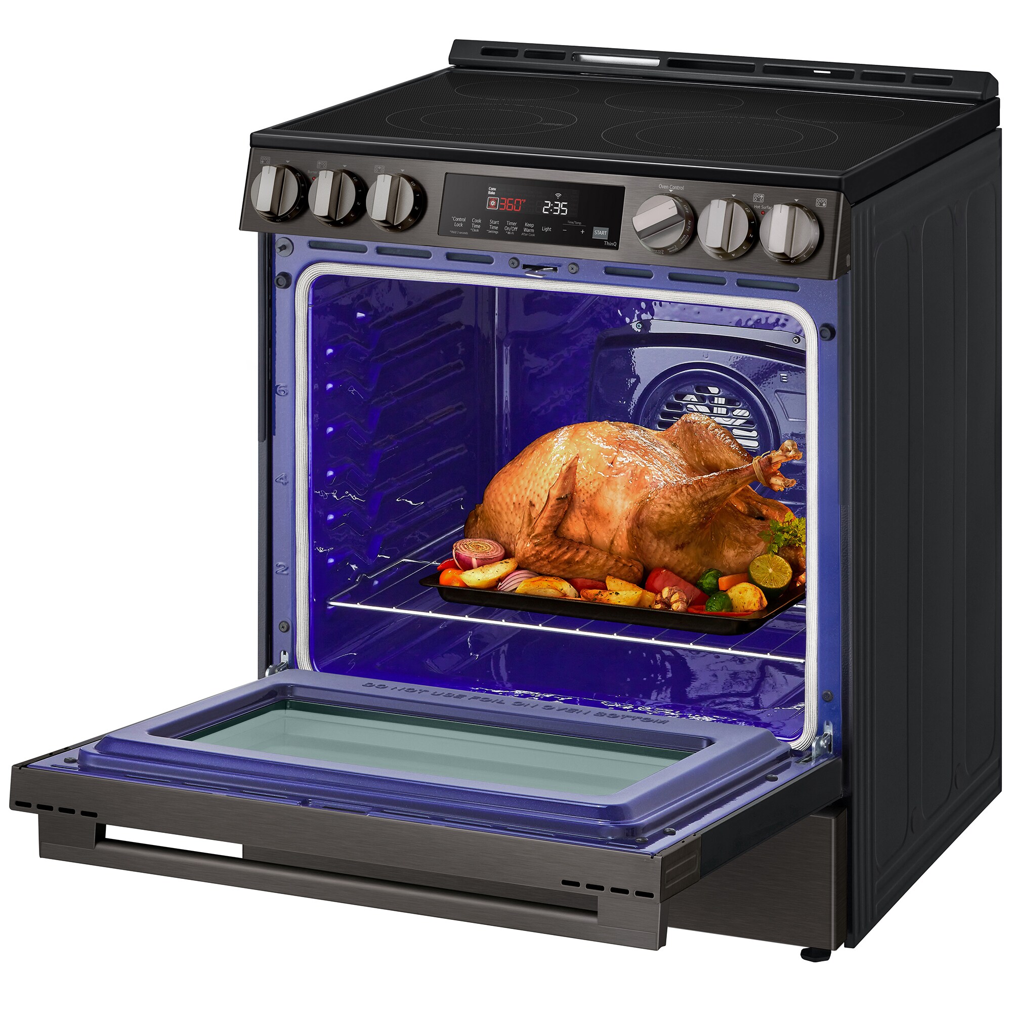 LG 30 in. 6.3 cu. ft. Smart Air-Fry Standard Convection Slide-In Electric Range with Radiant Burners - Black Stainless Steel, , hires