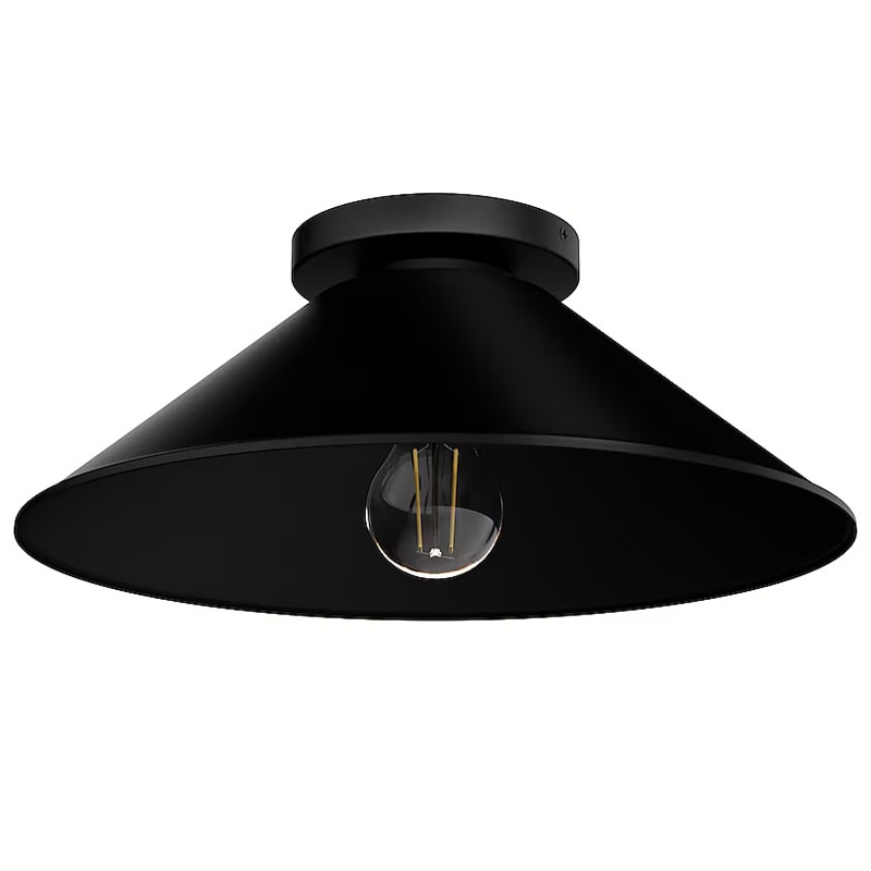 Hunter Skyflow Modern Metal Cone Outdoor Medium Flush Mount Ceiling Light-Matte Black, , hires