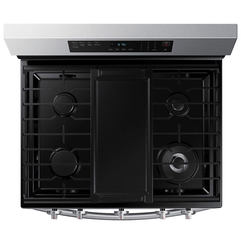 Samsung 30 in. 6 cu. ft. Smart Air Fry Standard Convection Gas Range with 5 Sealed Burners & Griddle - Stainless Steel, Stainless Steel, hires