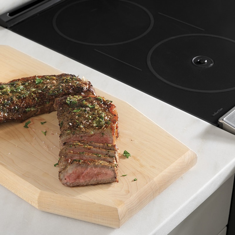 Cafe 30 in. 5.3 cu. ft. Smart Air Fry True European Convection Slide-In Electric Range with 5 Induction Burners - Platinum Glass, Platinum Glass, hires